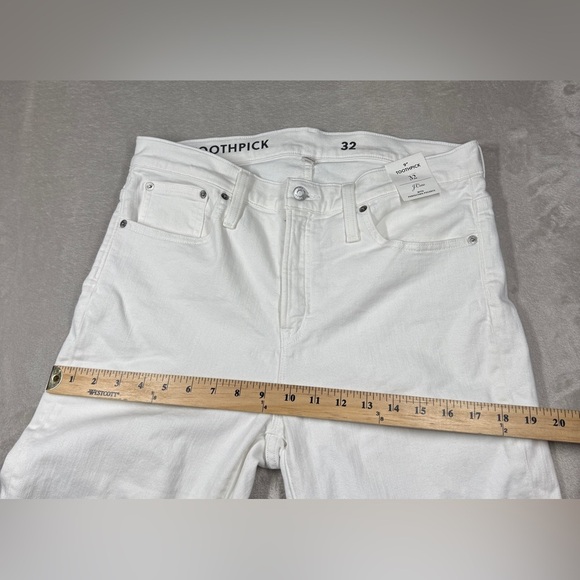 NWT J.Crew 9” Mid Rise Toothpick White Zip Fly Cotton Blend Stretch Jeans 32 - Picture 7 of 16